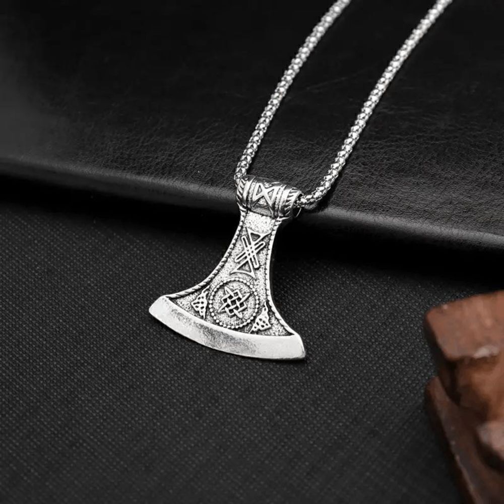 Viking Ax Stainless Steel Pendant Necklace